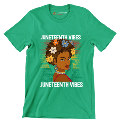 Juneteenth vibes juneteenth vibes - Martin Luther King T-Shirt-Green-S-Custom One Express