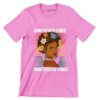 Juneteenth vibes juneteenth vibes - Martin Luther King T-Shirt-Pink-S-Custom One Express