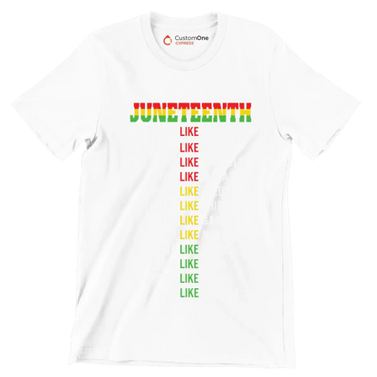 Juneteenth_DreamLikeMartin_LeadLikeHarriet_FightLikeMalcolm_WriteLikeMaya_SpeakLikeFrederick_DareLikeShirley_ThinkLikeGarvey_ReclaimLikeMaxine_EducateLikeWEB_ChallengeLike - Martin Luther King T-Shirt-White-S-Custom One Express
