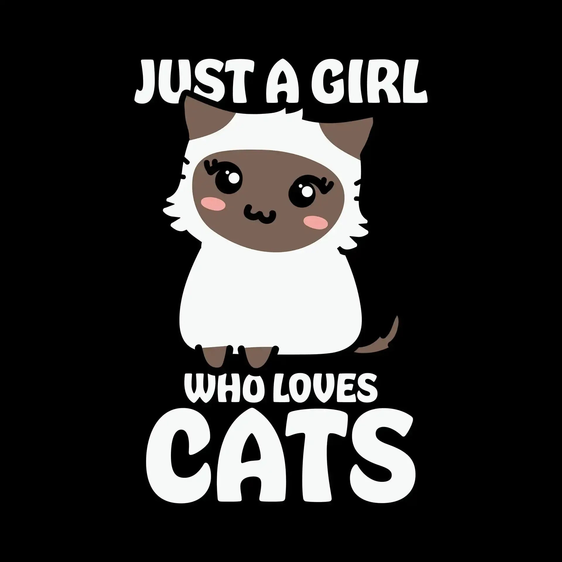 Just A Girl Who Loves - Cat Themed T-Shirt-Black-S-Custom One Express