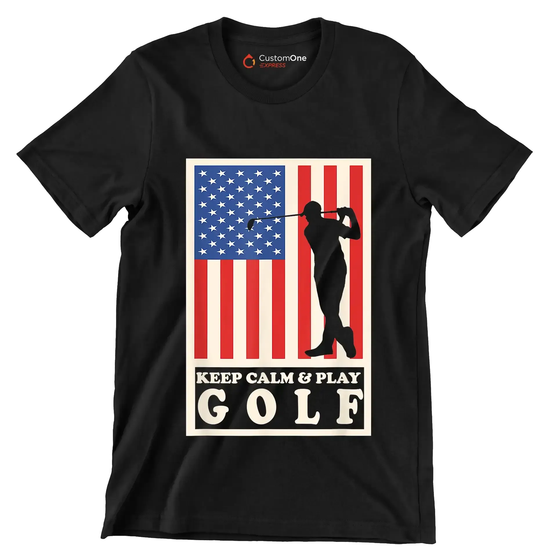 KEEP CALM & PLAY GOLF - Golf Themed T-Shirt-Black-S-Custom One Express