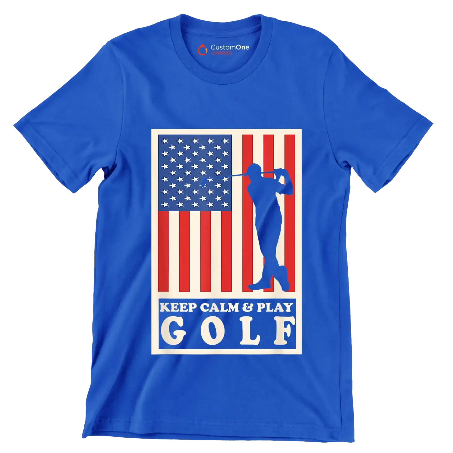KEEP CALM & PLAY GOLF - Golf Themed T-Shirt-Blue-S-Custom One Express