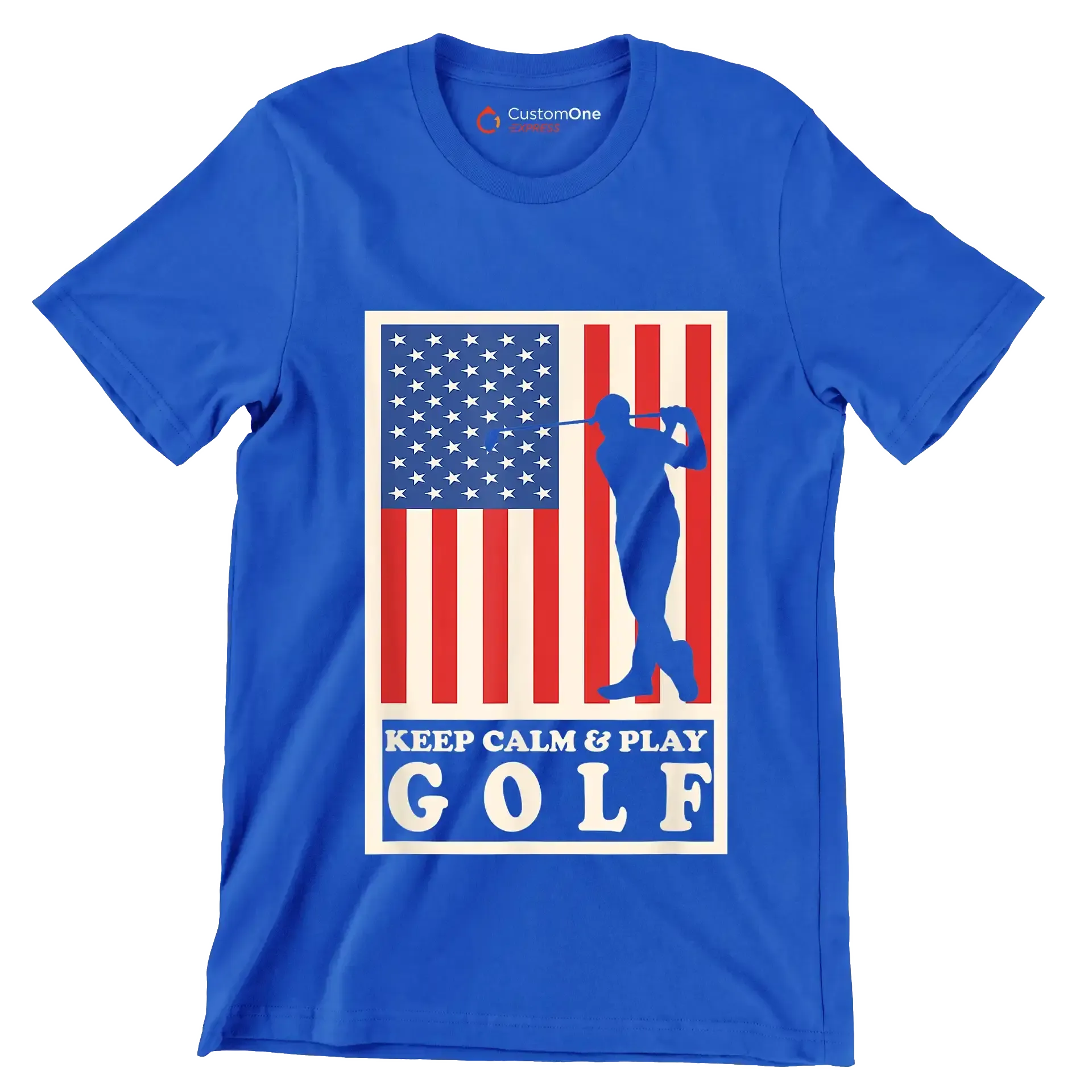 KEEP CALM & PLAY GOLF - Golf Themed T-Shirt-Blue-S-Custom One Express