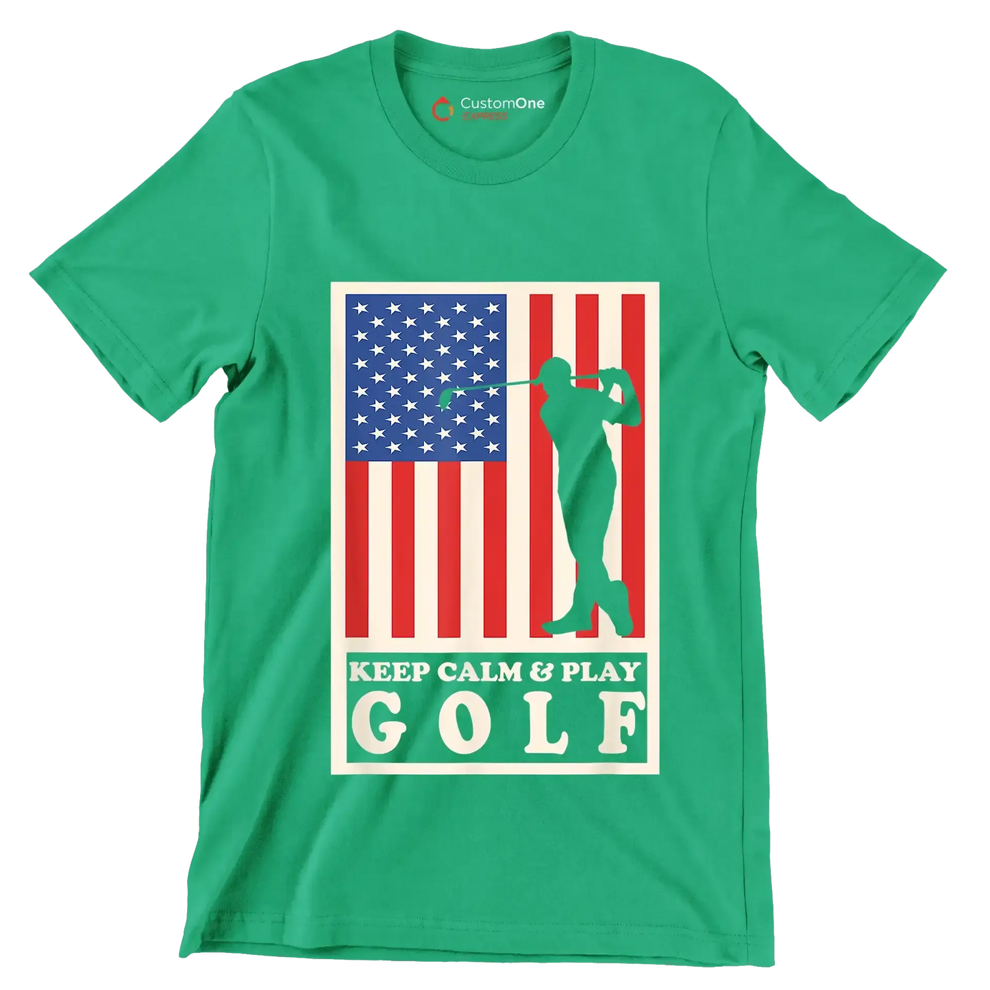 KEEP CALM & PLAY GOLF - Golf Themed T-Shirt-Green-S-Custom One Express