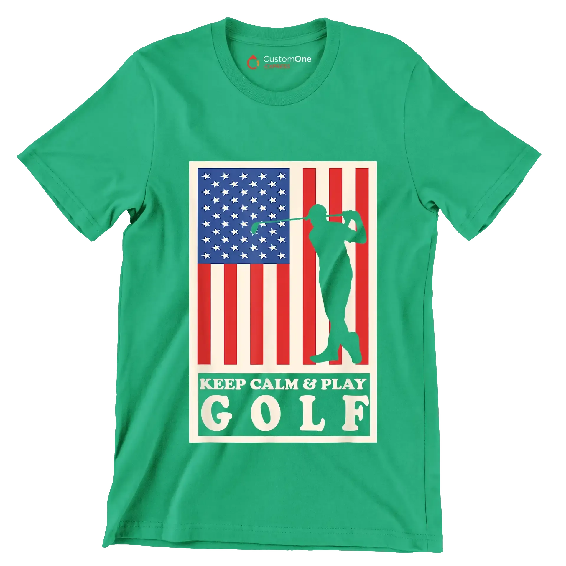 KEEP CALM & PLAY GOLF - Golf Themed T-Shirt-Green-S-Custom One Express