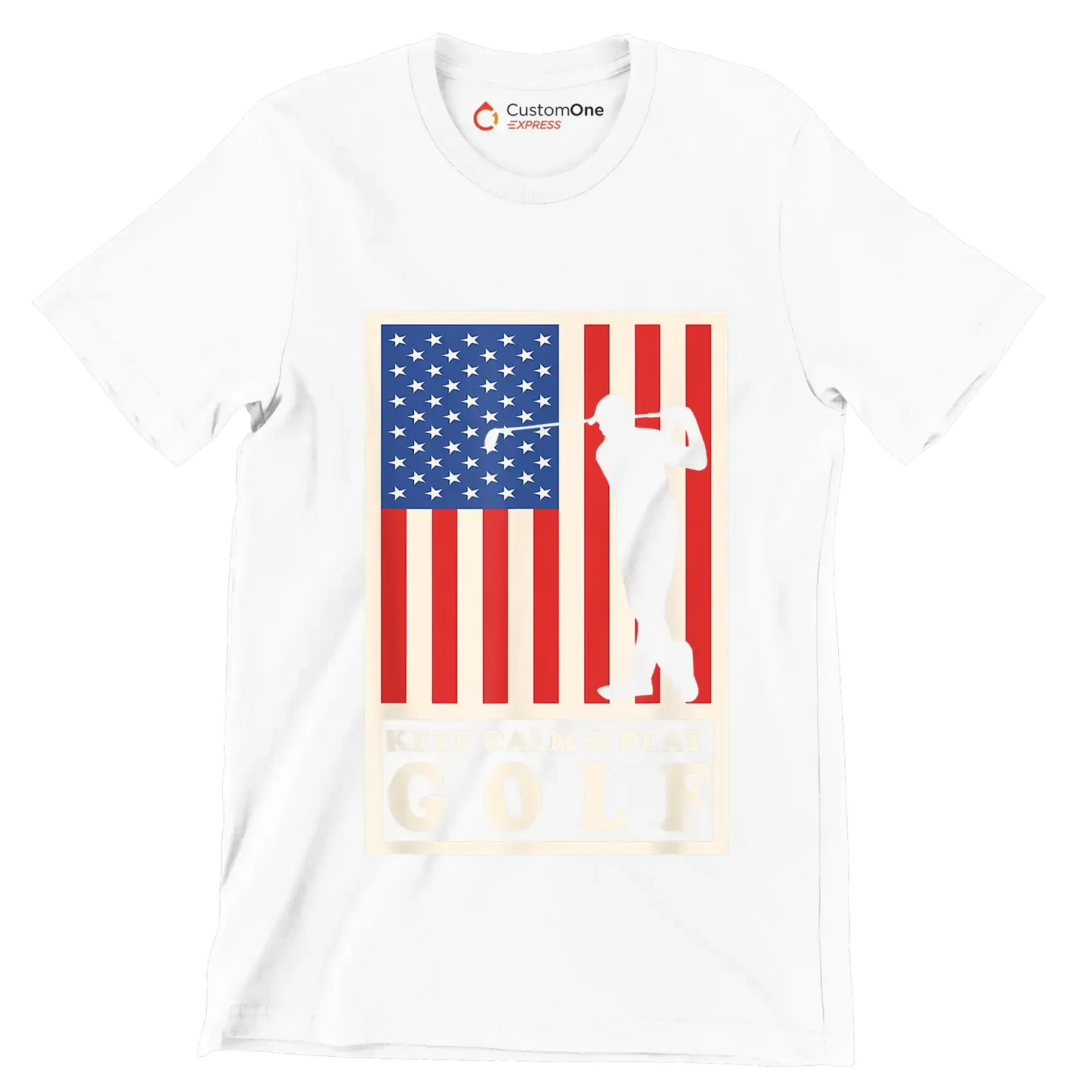 KEEP CALM & PLAY GOLF - Golf Themed T-Shirt-White-S-Custom One Express