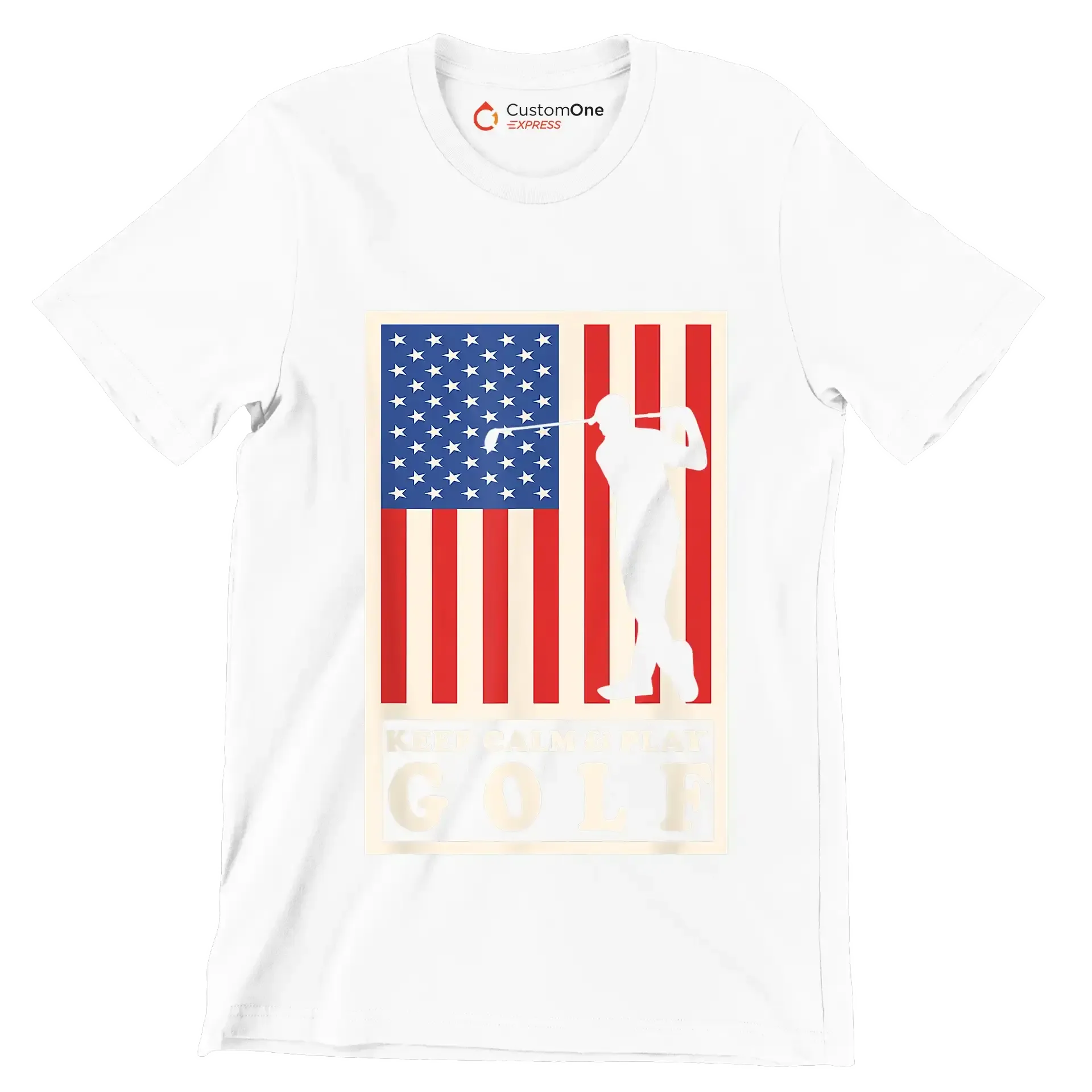 KEEP CALM & PLAY GOLF - Golf Themed T-Shirt-White-S-Custom One Express