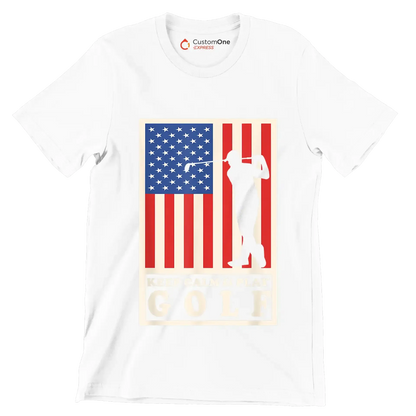 KEEP CALM & PLAY GOLF - Golf Themed T-Shirt-White-S-Custom One Express
