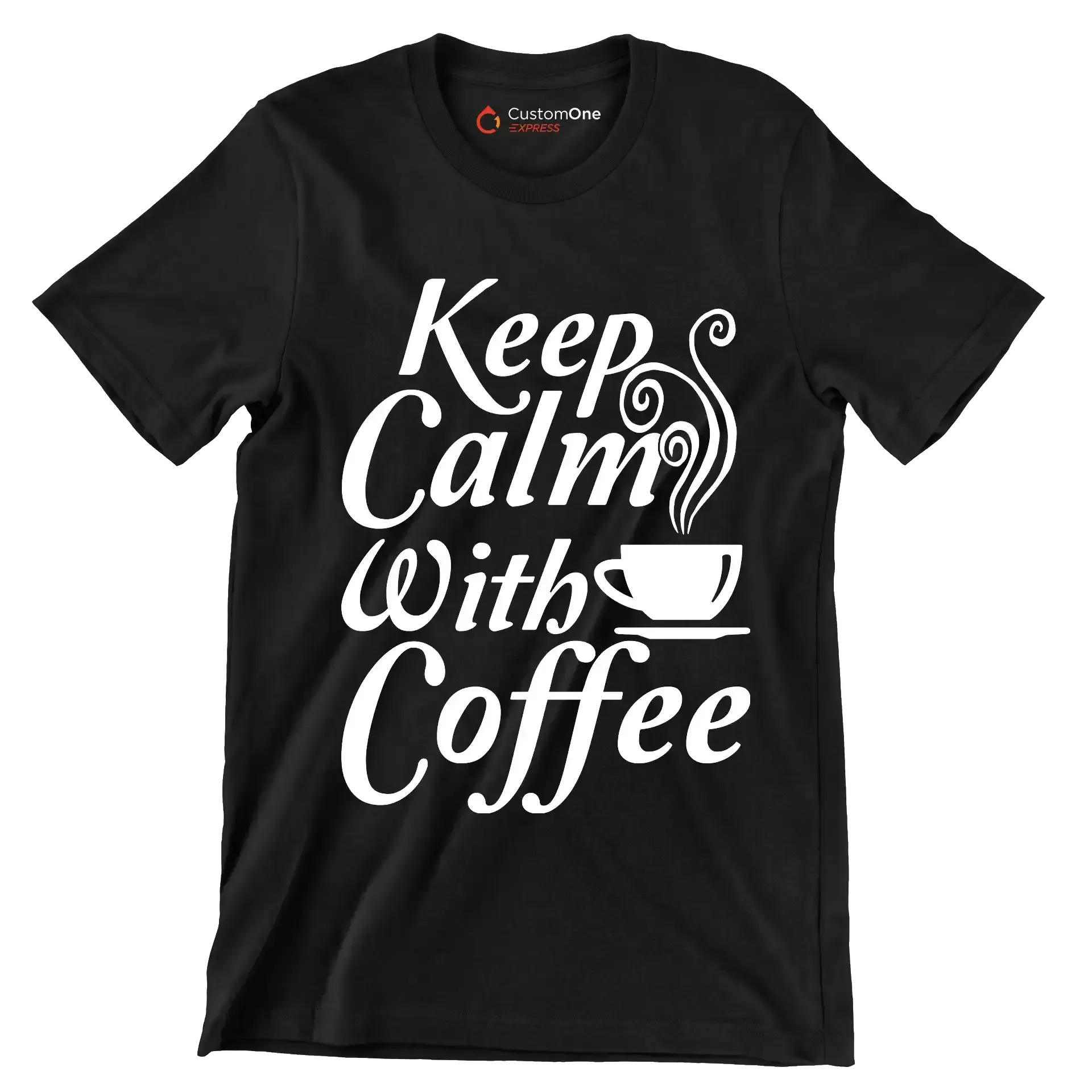 Keep Calm with Coffee - Coffee Themed T-Shirt-Black-S-Custom One Express