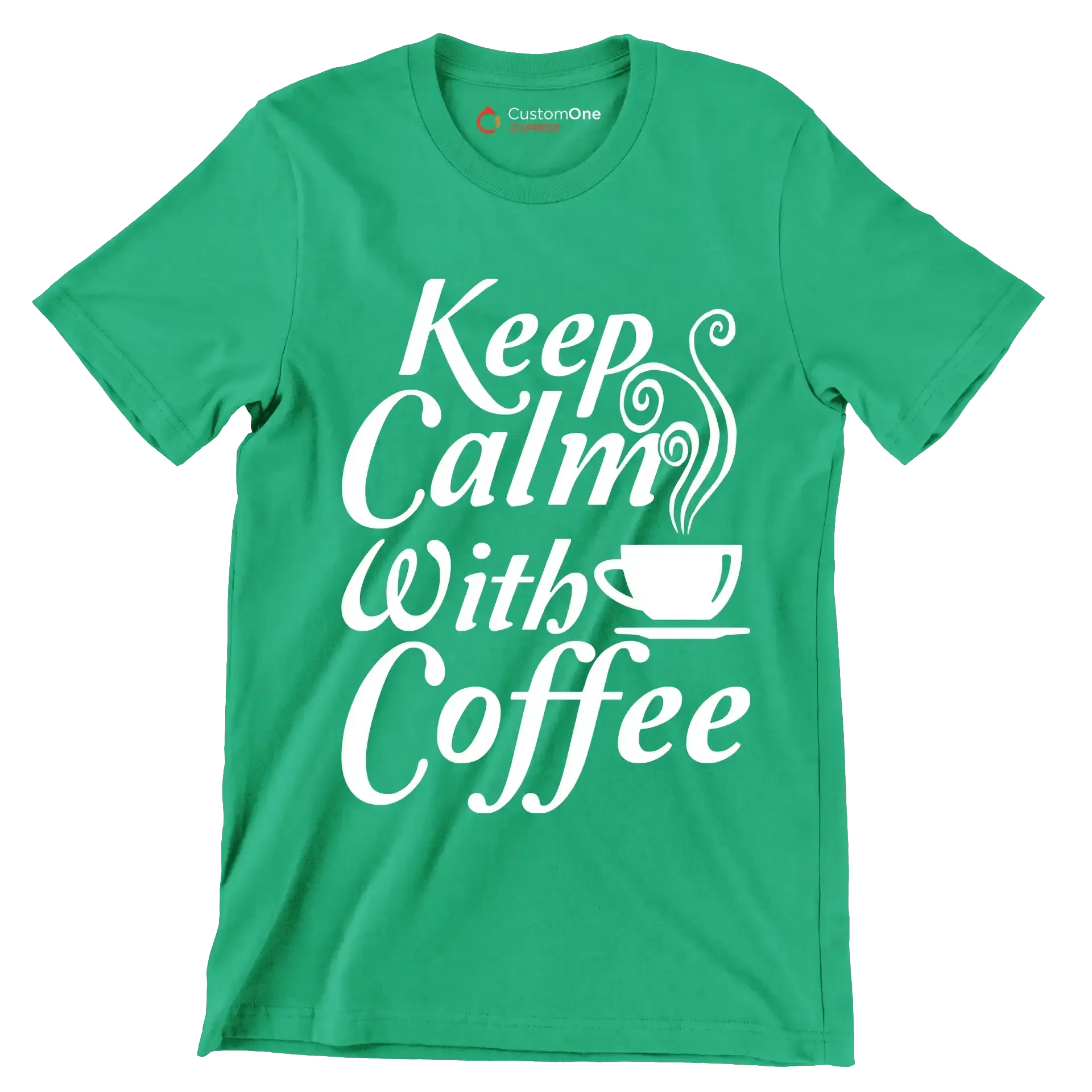 Keep Calm with Coffee - Coffee Themed T-Shirt-Green-S-Custom One Express