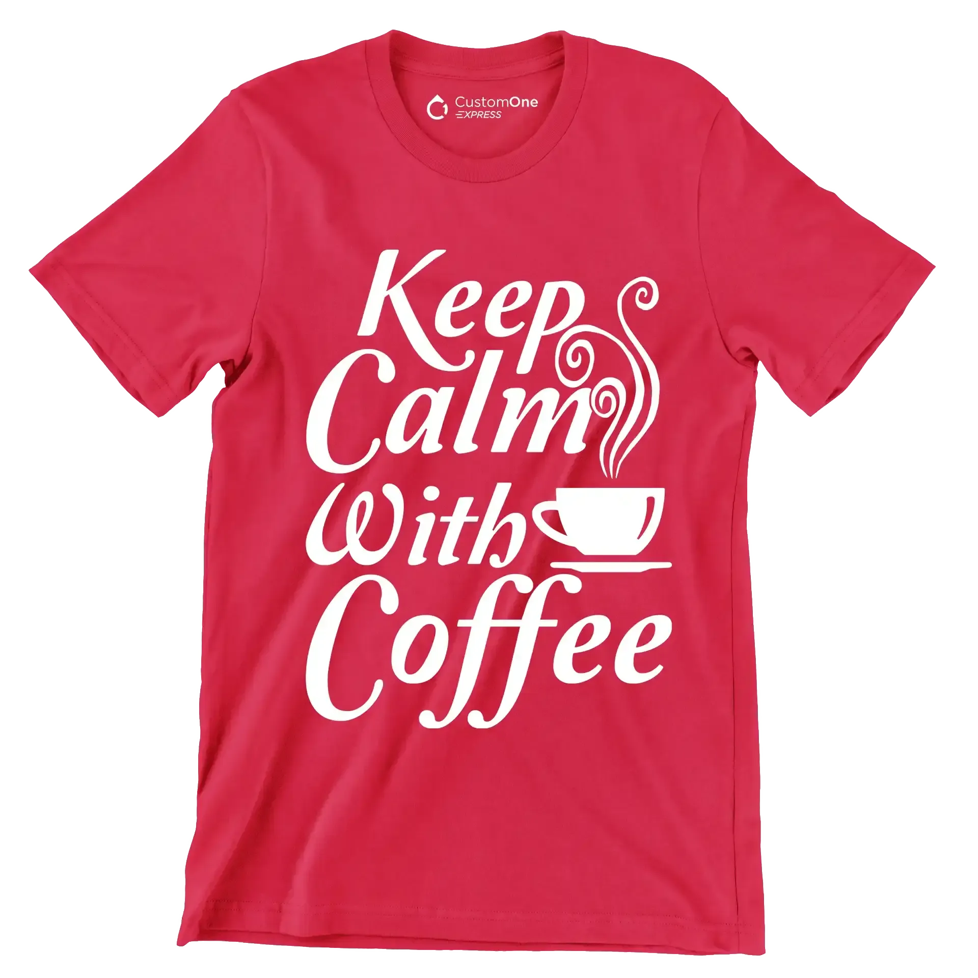 Keep Calm with Coffee - Coffee Themed T-Shirt-Red-S-Custom One Express