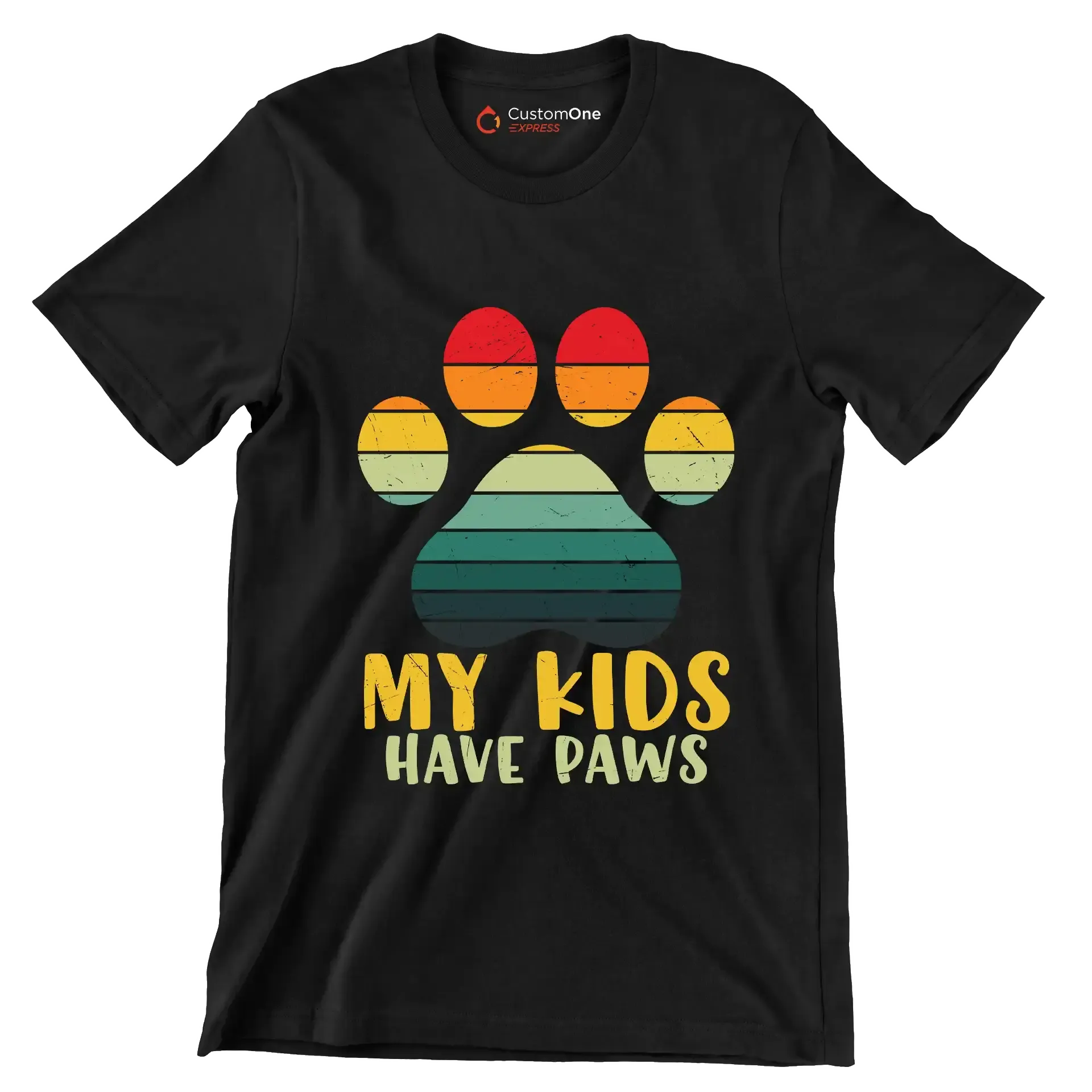 Kids Have Paws Funny Dog - Cat Themed T-Shirt-Black-S-Custom One Express
