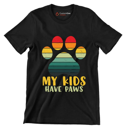 Kids Have Paws Funny Dog - Cat Themed T-Shirt-Black-S-Custom One Express