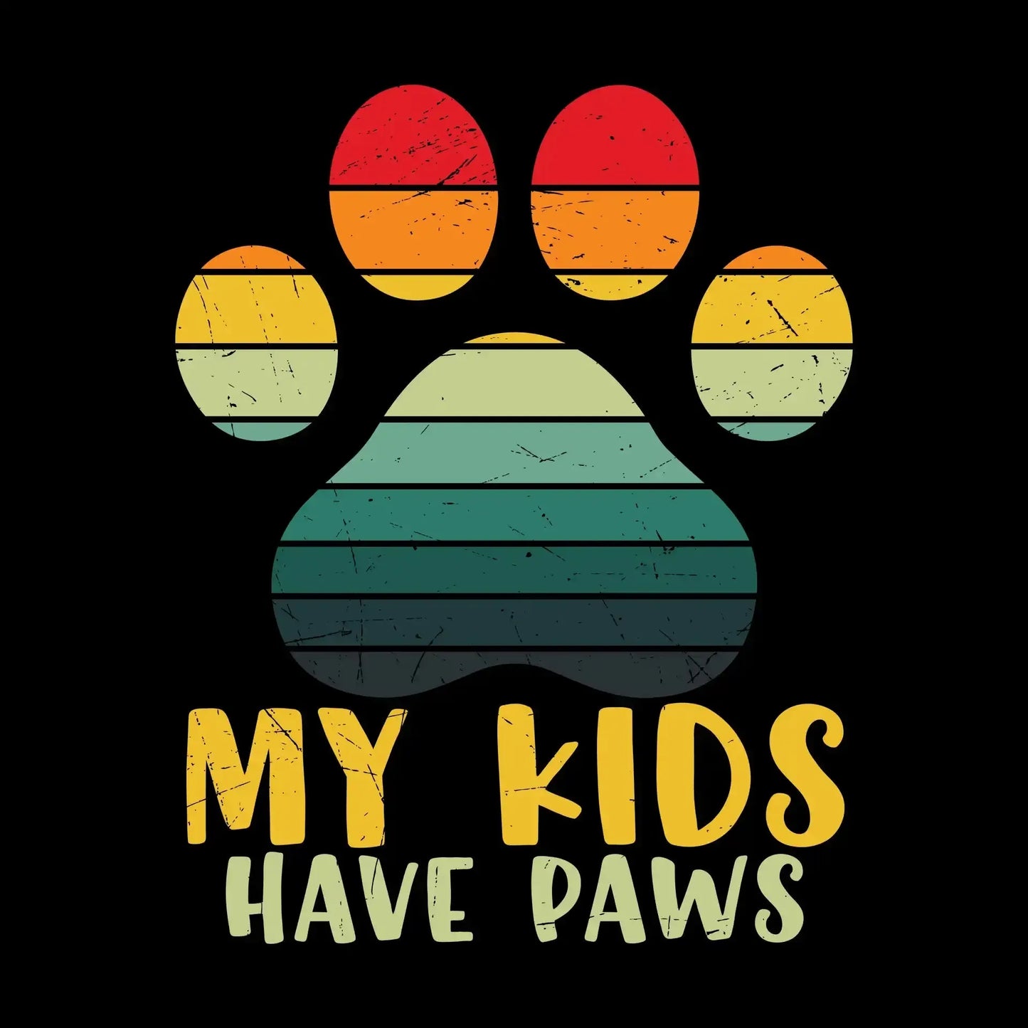 Kids Have Paws Funny Dog - Cat Themed T-Shirt-Black-S-Custom One Express