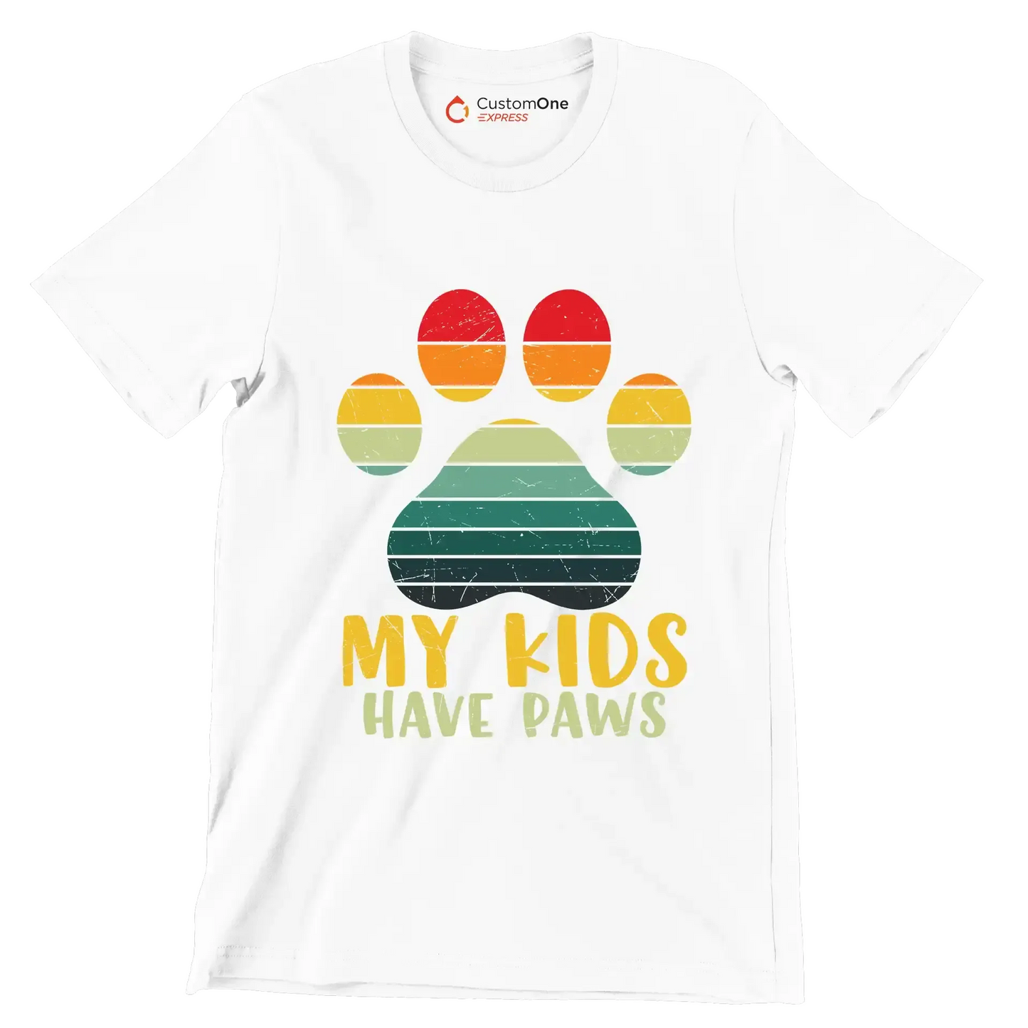 Kids Have Paws Funny Dog - Cat Themed T-Shirt-White-S-Custom One Express