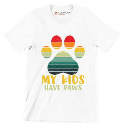 Kids Have Paws Funny Dog - Cat Themed T-Shirt-White-S-Custom One Express