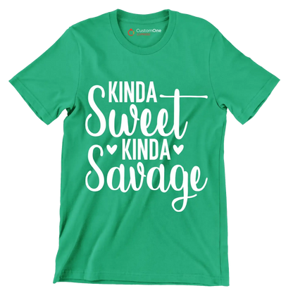 Kinda sweet kinda savage - Sarcasm Themed T-Shirt-Green-S-Custom One Express