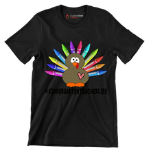 Kindergartent Teacher Life - Thanksgiving Themed T-Shirt-Black-S-Custom One Express