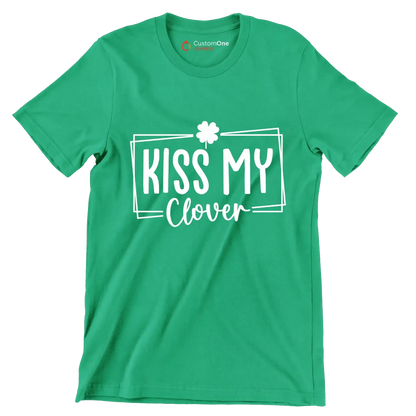 Kiss My Clover - St. Patrick's Day T-Shirt-Green-S-Custom One Express