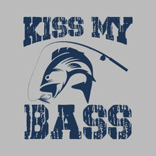 Kiss my bass - Fishing Themed T-Shirt-Blue-S-Custom One Express
