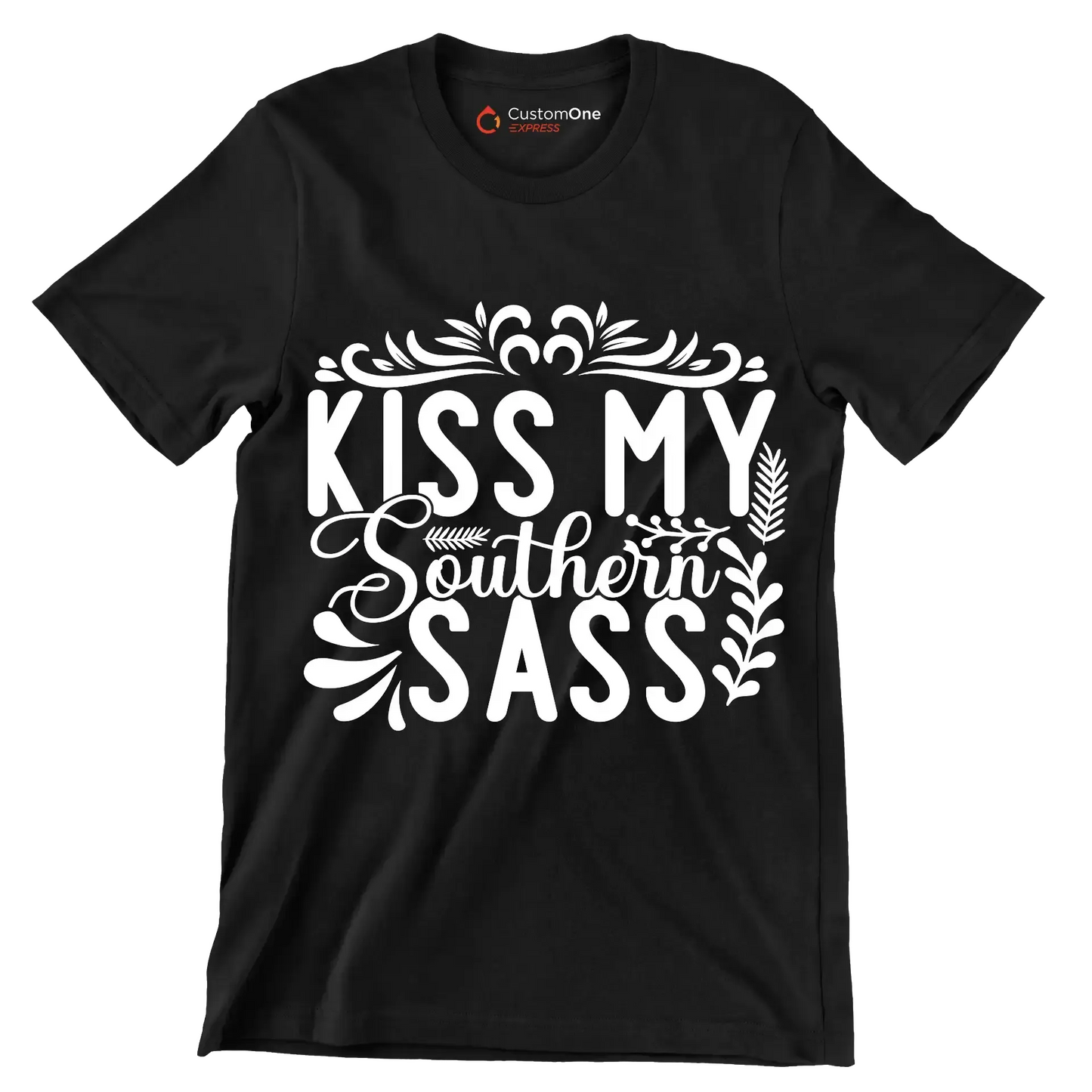 Kiss my southern sass - Sarcasm Themed T-Shirt-Black-S-Custom One Express