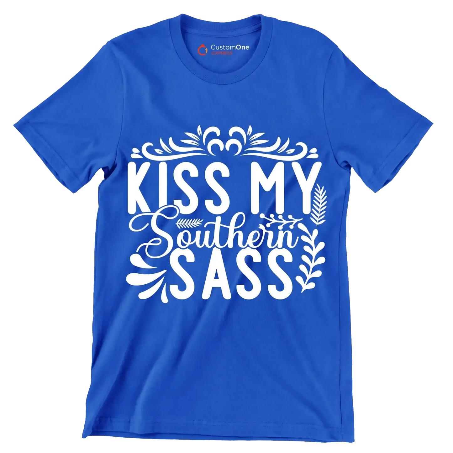 Kiss my southern sass - Sarcasm Themed T-Shirt-Blue-S-Custom One Express