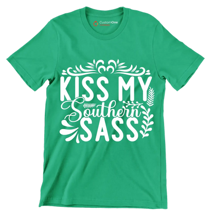 Kiss my southern sass - Sarcasm Themed T-Shirt-Green-S-Custom One Express