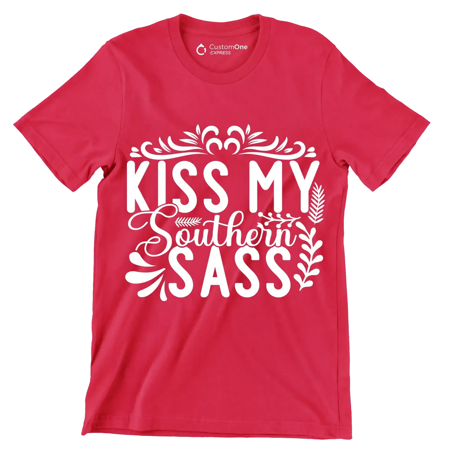 Kiss my southern sass - Sarcasm Themed T-Shirt-Red-S-Custom One Express