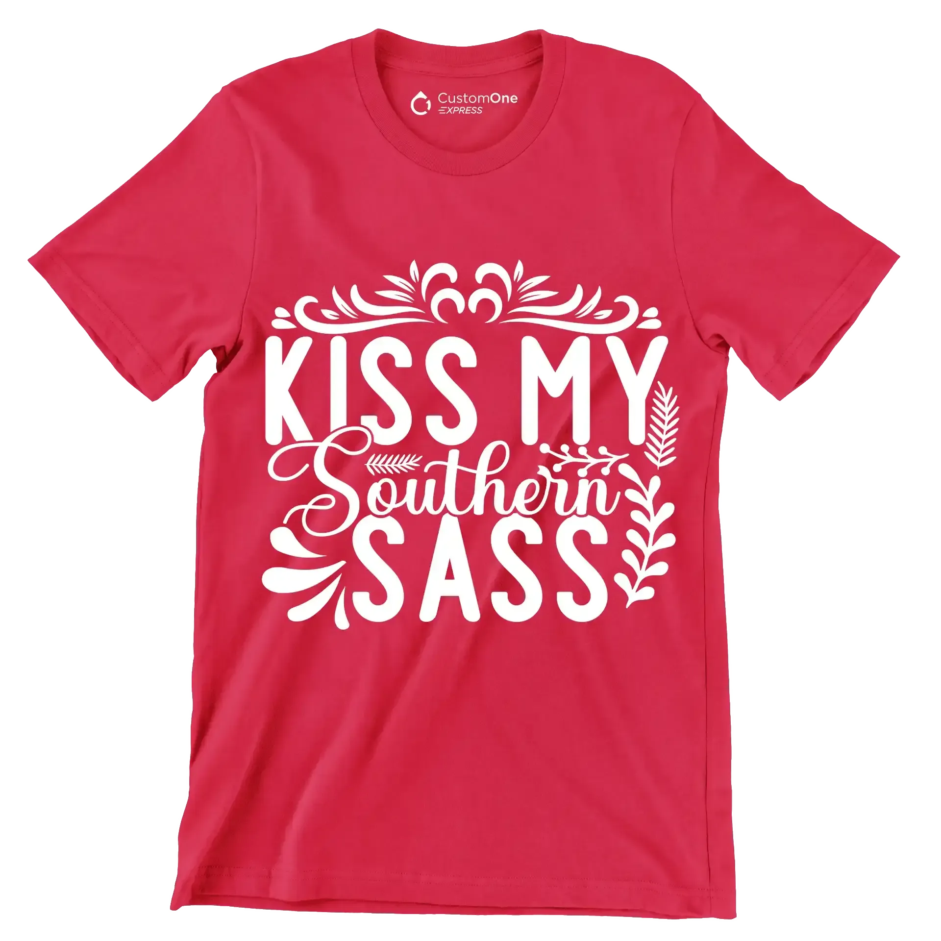 Kiss my southern sass - Sarcasm Themed T-Shirt-Red-S-Custom One Express