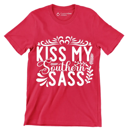 Kiss my southern sass - Sarcasm Themed T-Shirt-Red-S-Custom One Express