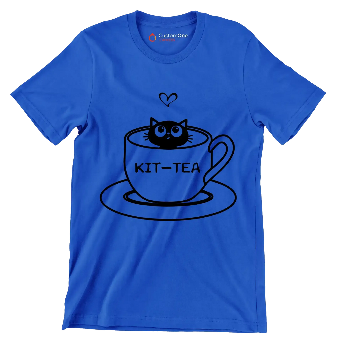 Kit-tea - Cat Themed T-Shirt-Blue-S-Custom One Express