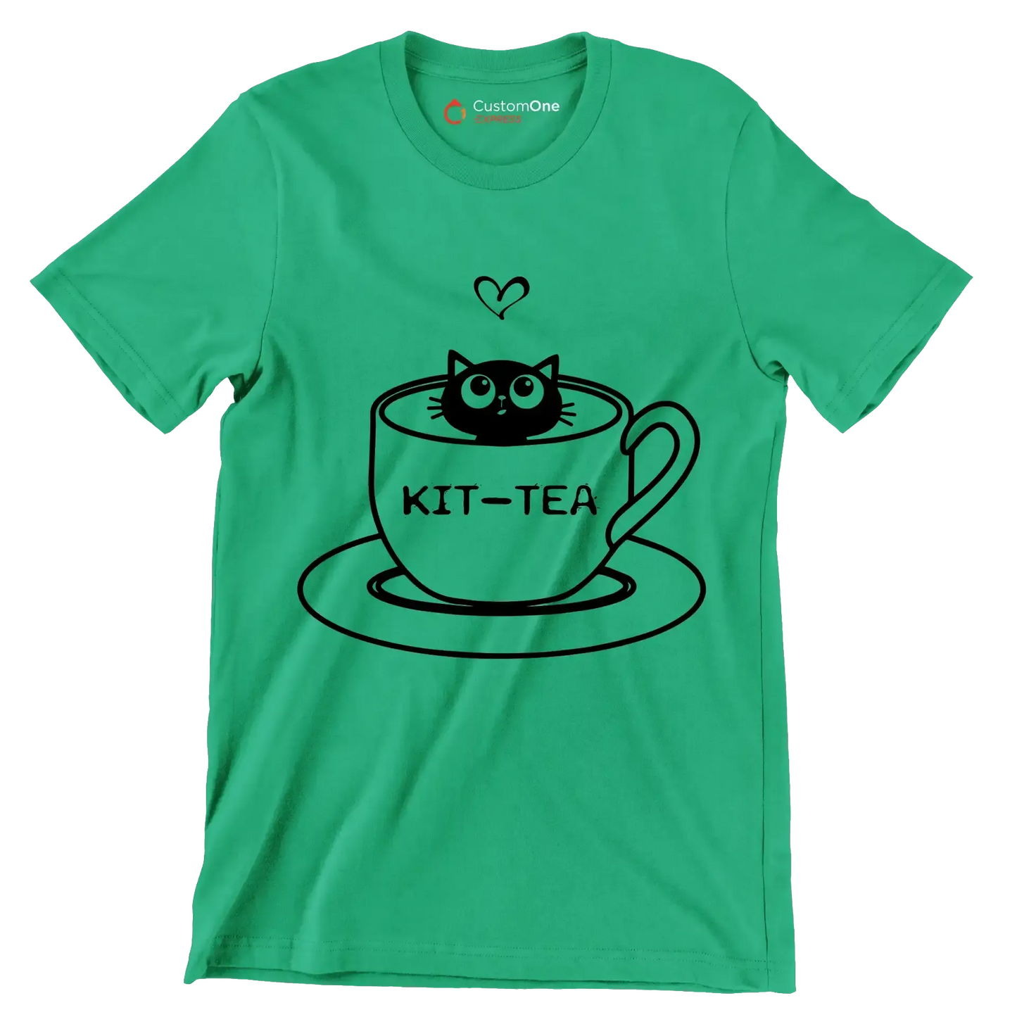 Kit-tea - Cat Themed T-Shirt-Green-S-Custom One Express