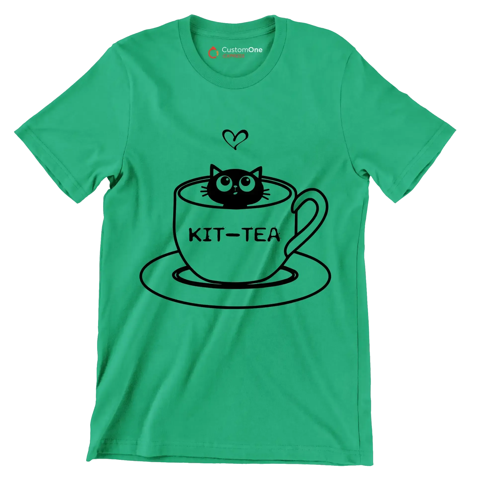 Kit-tea - Cat Themed T-Shirt-Green-S-Custom One Express