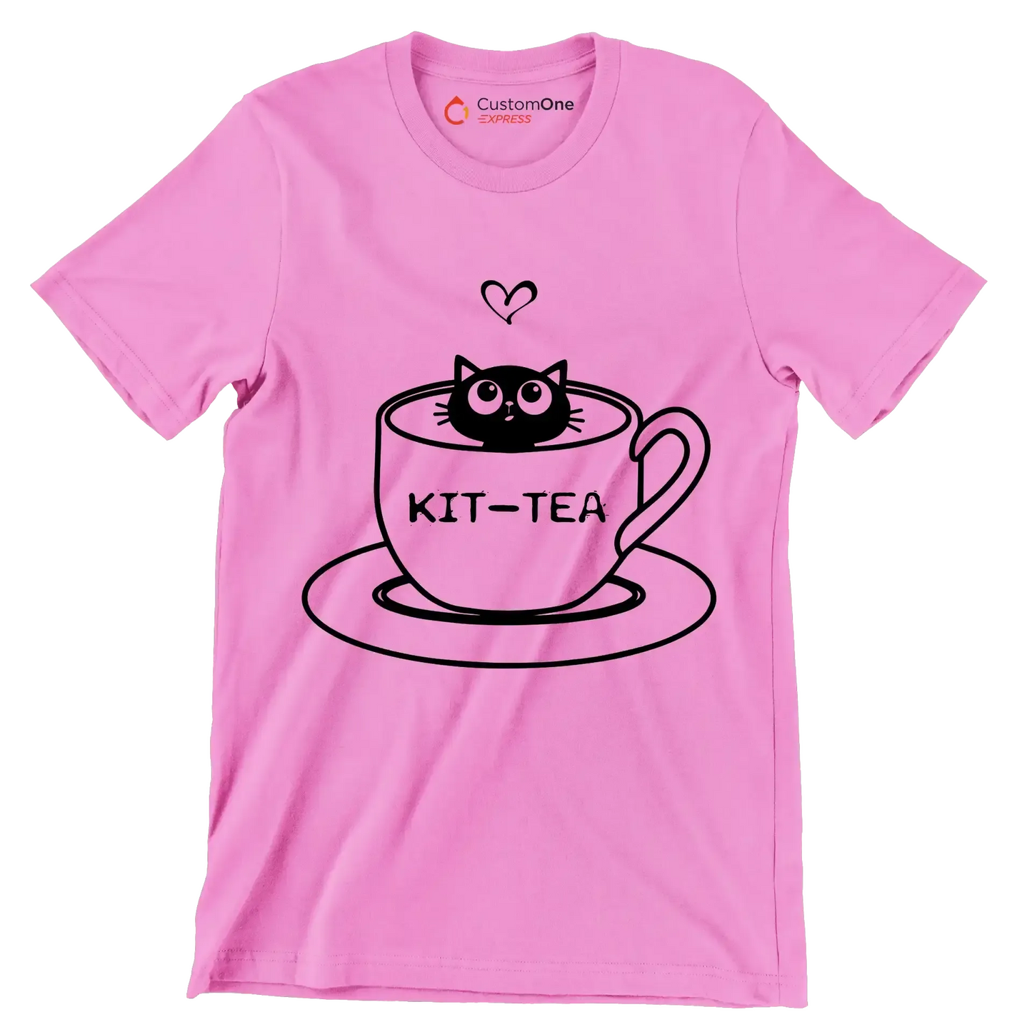 Kit-tea - Cat Themed T-Shirt-Pink-S-Custom One Express