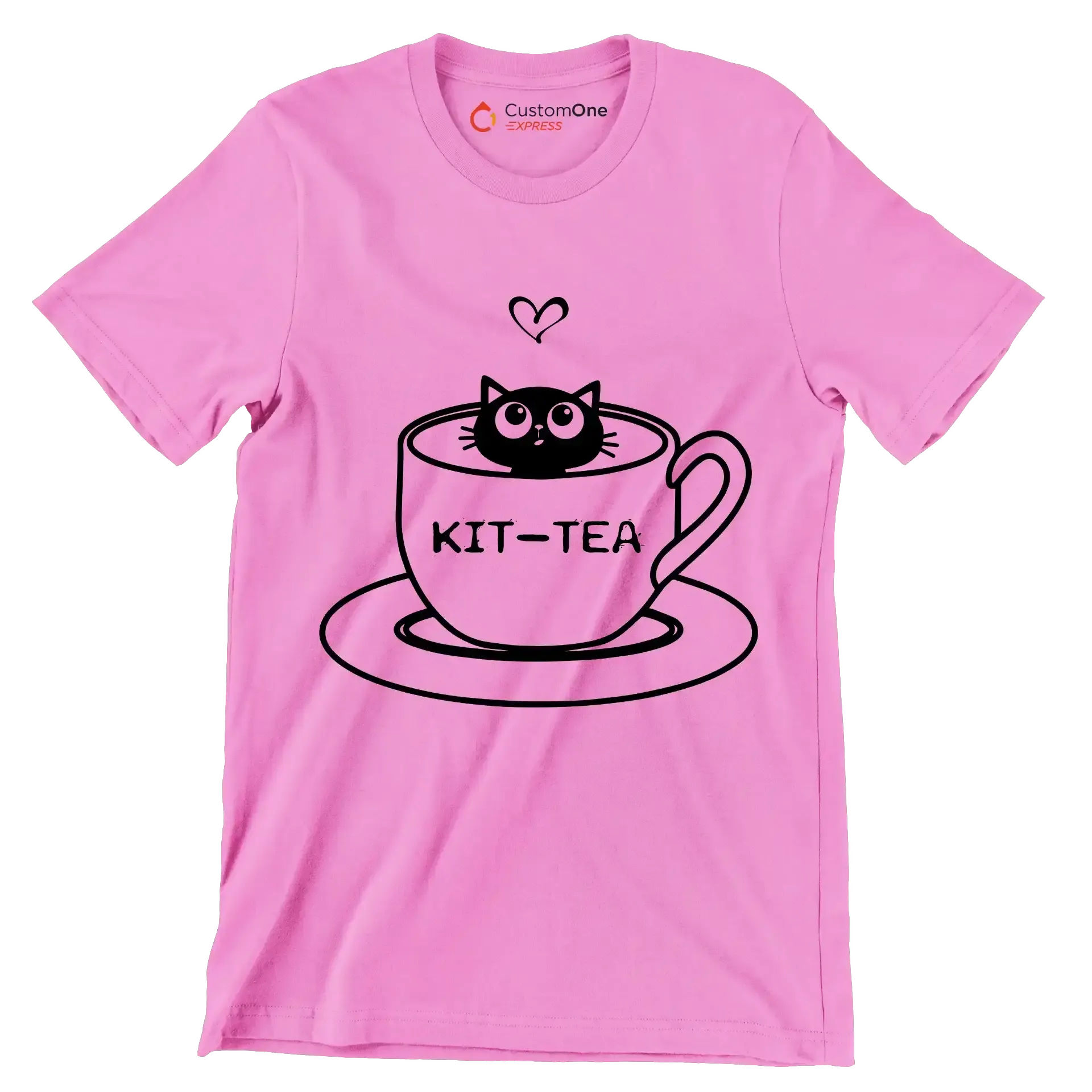 Kit-tea - Cat Themed T-Shirt-Pink-S-Custom One Express