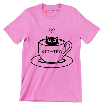 Kit-tea - Cat Themed T-Shirt-Pink-S-Custom One Express