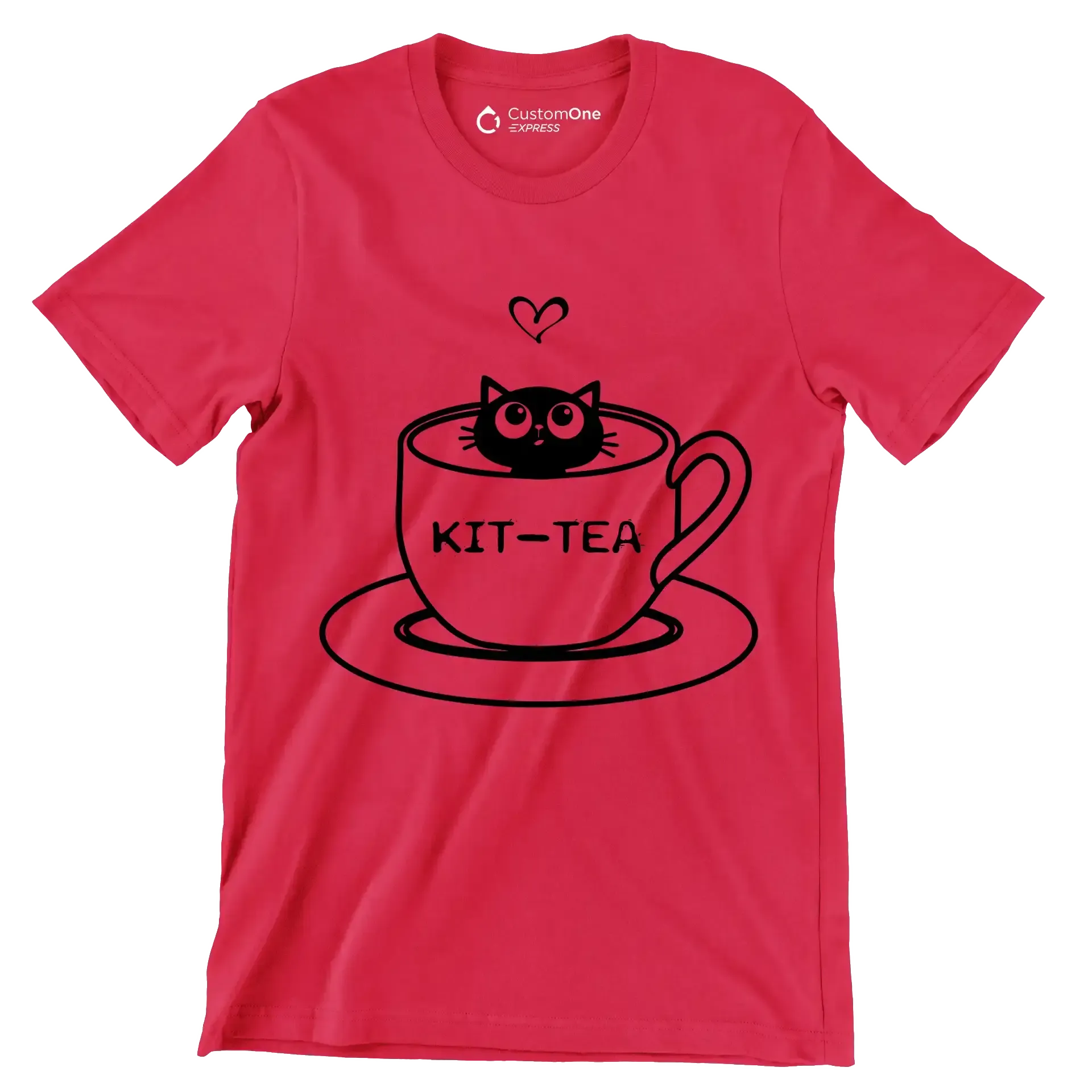 Kit-tea - Cat Themed T-Shirt-Red-S-Custom One Express