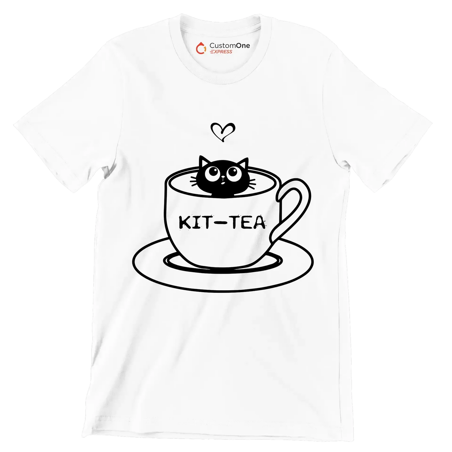 Kit-tea - Cat Themed T-Shirt-White-S-Custom One Express