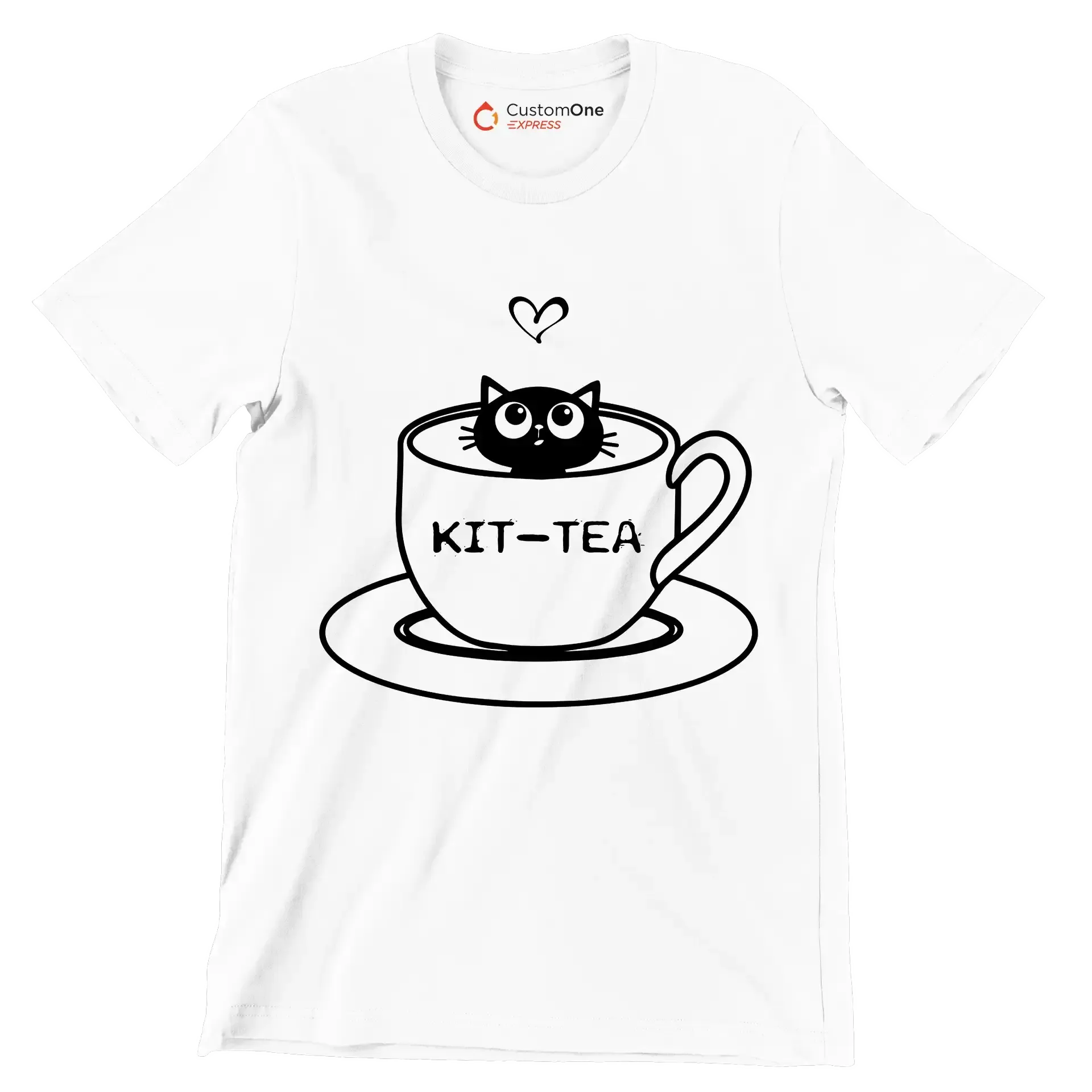 Kit-tea - Cat Themed T-Shirt-White-S-Custom One Express