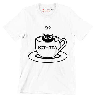 Kit-tea - Cat Themed T-Shirt-White-S-Custom One Express