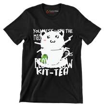 KitTea Funny Cat Lover Cute - Cat Themed T-Shirt-Black-S-Custom One Express