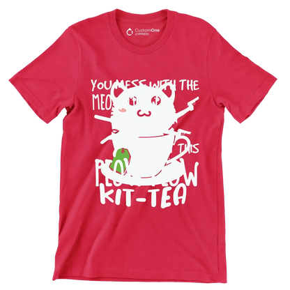 KitTea Funny Cat Lover Cute - Cat Themed T-Shirt-Red-S-Custom One Express