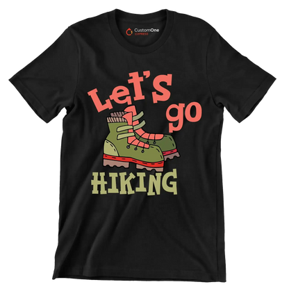 LET'S GO #HIKING - Hiking Themed T-Shirt-Black-S-Custom One Express
