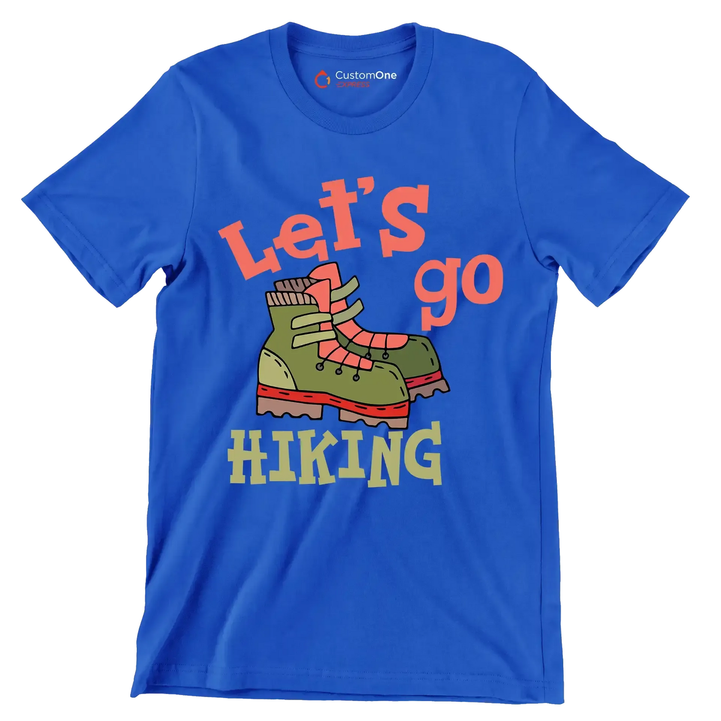 LET'S GO #HIKING - Hiking Themed T-Shirt-Blue-S-Custom One Express