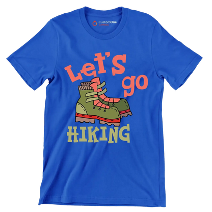 LET'S GO #HIKING - Hiking Themed T-Shirt-Blue-S-Custom One Express