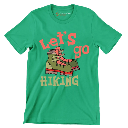 LET'S GO #HIKING - Hiking Themed T-Shirt-Black-S-Custom One Express