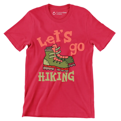 LET'S GO #HIKING - Hiking Themed T-Shirt-Red-S-Custom One Express