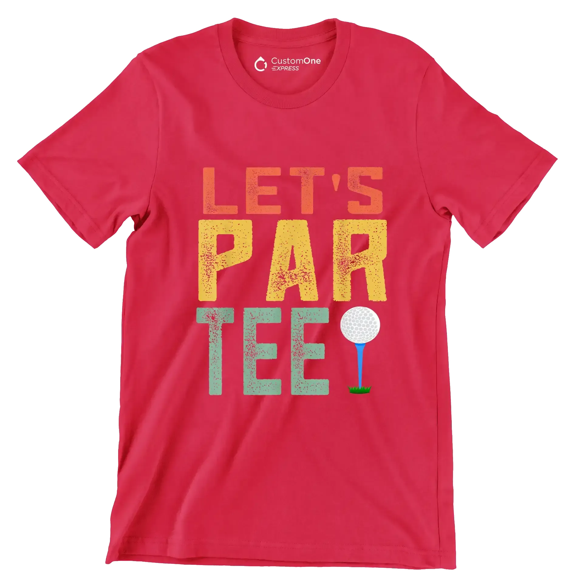 LET'S PAR TEE! - Golf Themed T-Shirt-Red-S-Custom One Express