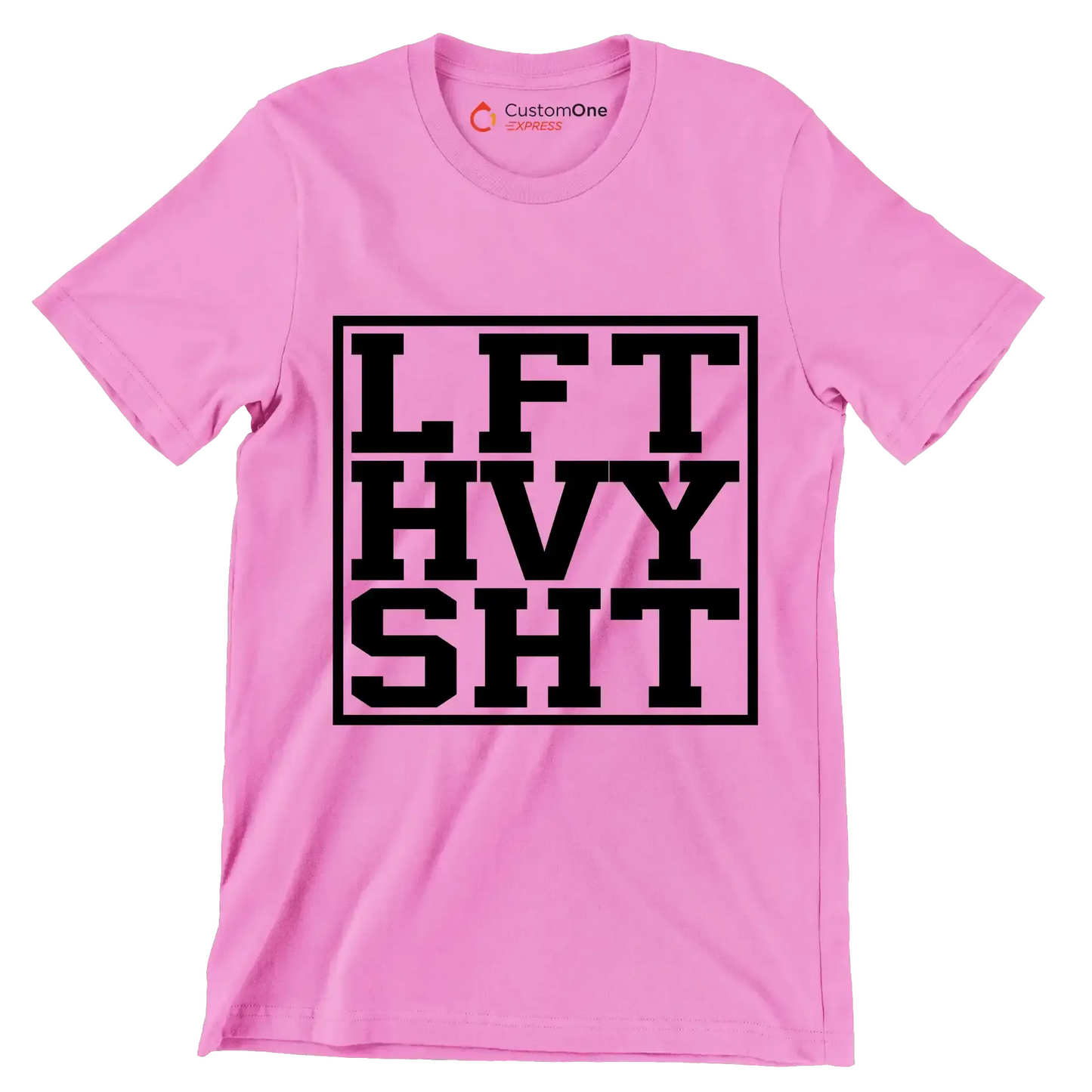 LFT HVY SHT - Gym Themed T-Shirt-Pink-S-Custom One Express