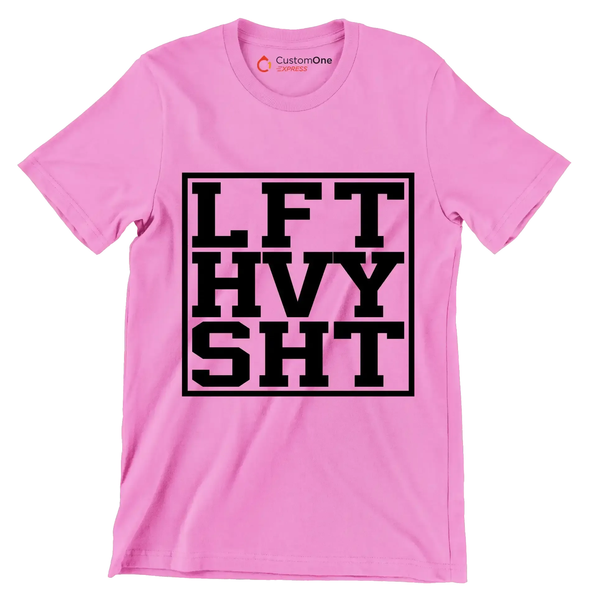 LFT HVY SHT - Gym Themed T-Shirt-Pink-S-Custom One Express